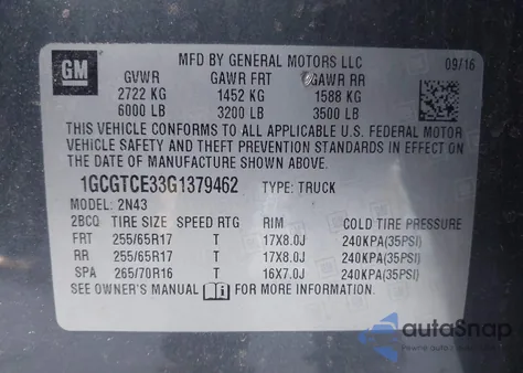 2016 Chevrolet Colorado Lt from USA, damaged, VIN 1GCGTCE33G1379462